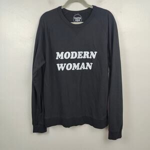Tanya Rad Modern Women Sweatshirt‎ Size Large Black Terry Pullover Influencer DJ